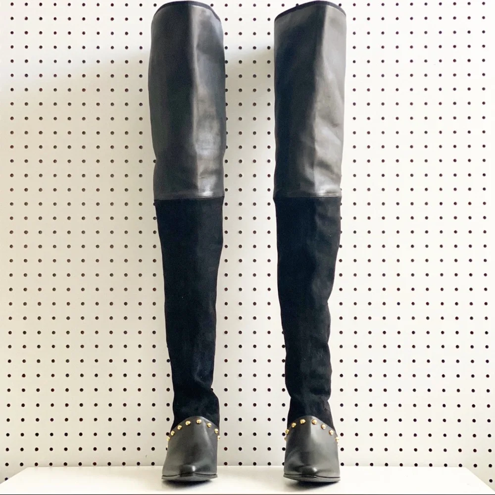 Balmain | Billie Leather & Suede Thigh High